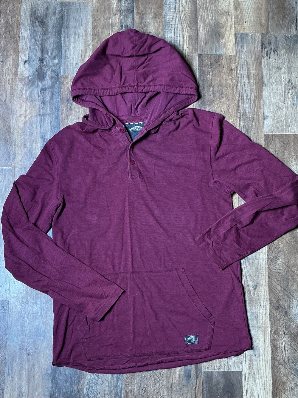 Vans Men's Hooded Long-Sleeve Shirt - Burgundy